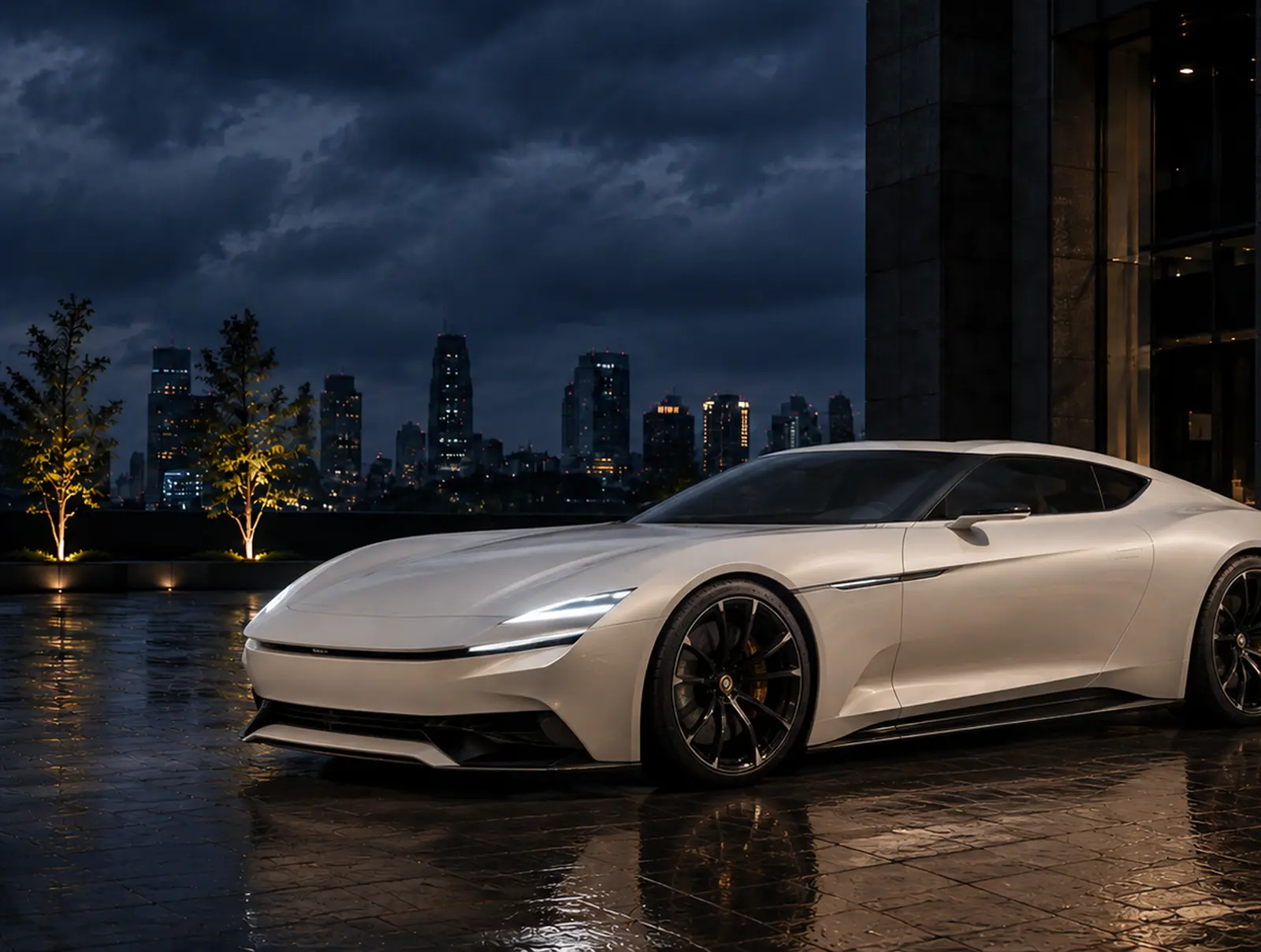 A studio-lit grand touring concept car